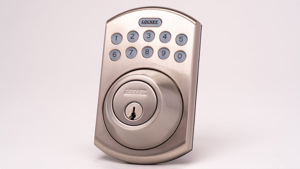 The Lockey E915SN keyless lock gives users security to assign single-use pin codes or up to six permanent codes for quick access without a physical key.
