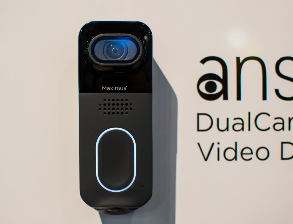 The Maximus answer DualCam is the world's first smart doorbell with dual cameras, for capturing forward activity in 1080p and package activity below.