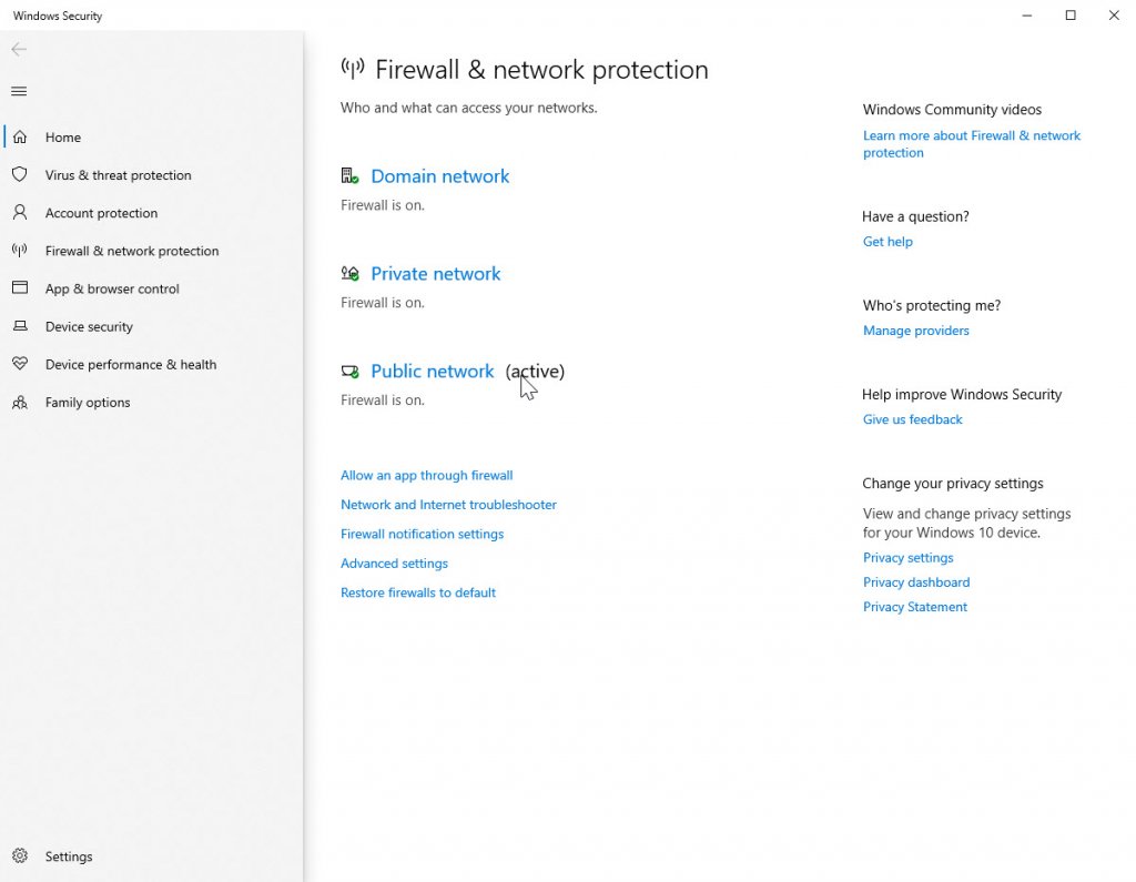 Firewall and network protection page