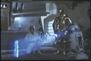 R2D2 projecting Princess Leia