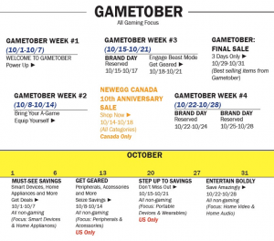 Newegg October Holiday Promotion Calendar: Gametober